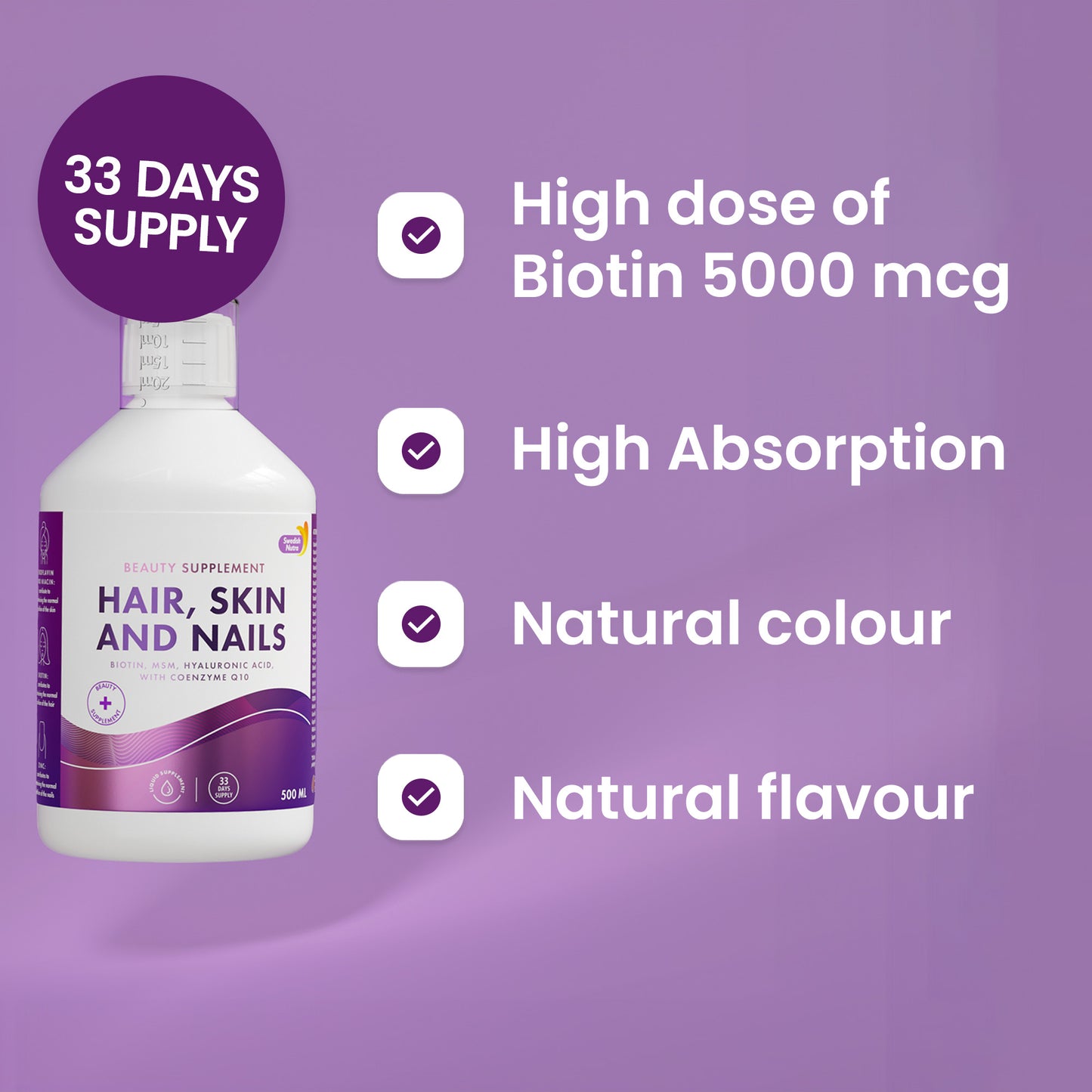 Hair Skin & Nails 33 day supply (500ml)