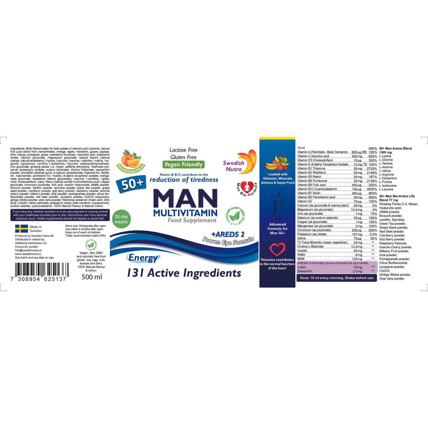 Man 50+ Multivitamin 33 day supply (500ml)